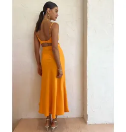 By Johnny Callia Wire Midi Dress In Apricot Orange Size AU 12 for rent on The Volte - image 5