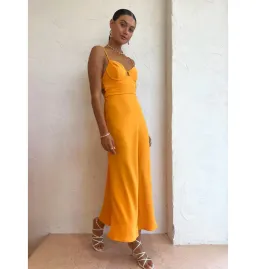 By Johnny Callia Wire Midi Dress In Apricot Orange Size AU 12 for rent on The Volte - image 4