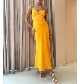 By Johnny Callia Wire Midi Dress In Apricot Orange Size AU 12 for rent on The Volte - image 1