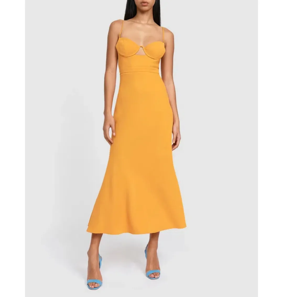 By Johnny Callia Wire Midi Dress In Apricot Orange Size AU 12 for rent on The Volte - main image