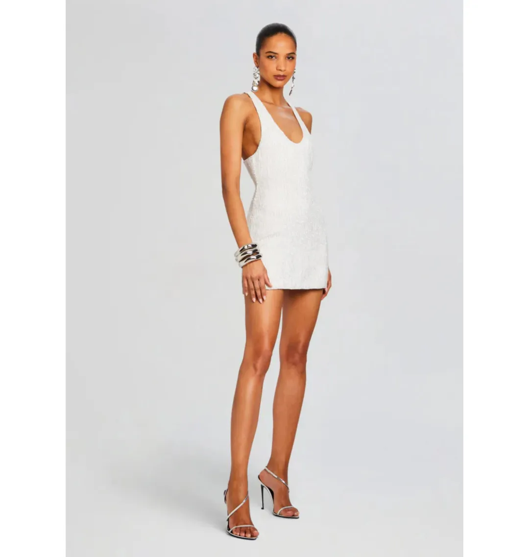 Retrofete Cydney Sequin Dress White Size XS / AU 6 for rent on The Volte - main image