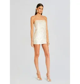 Retrofete Eleanora Sequin Dress Beige/White Side XS / AU 6 for rent on The Volte - image 3