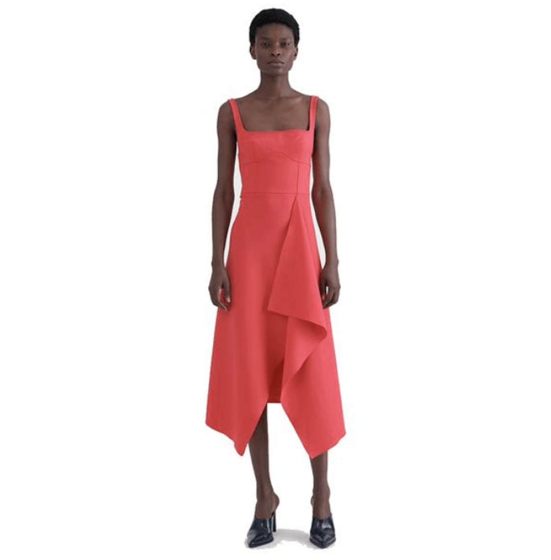 Dion Lee Bustier Midi Dress Acid Pink Size 4 for rent on The Volte - main image