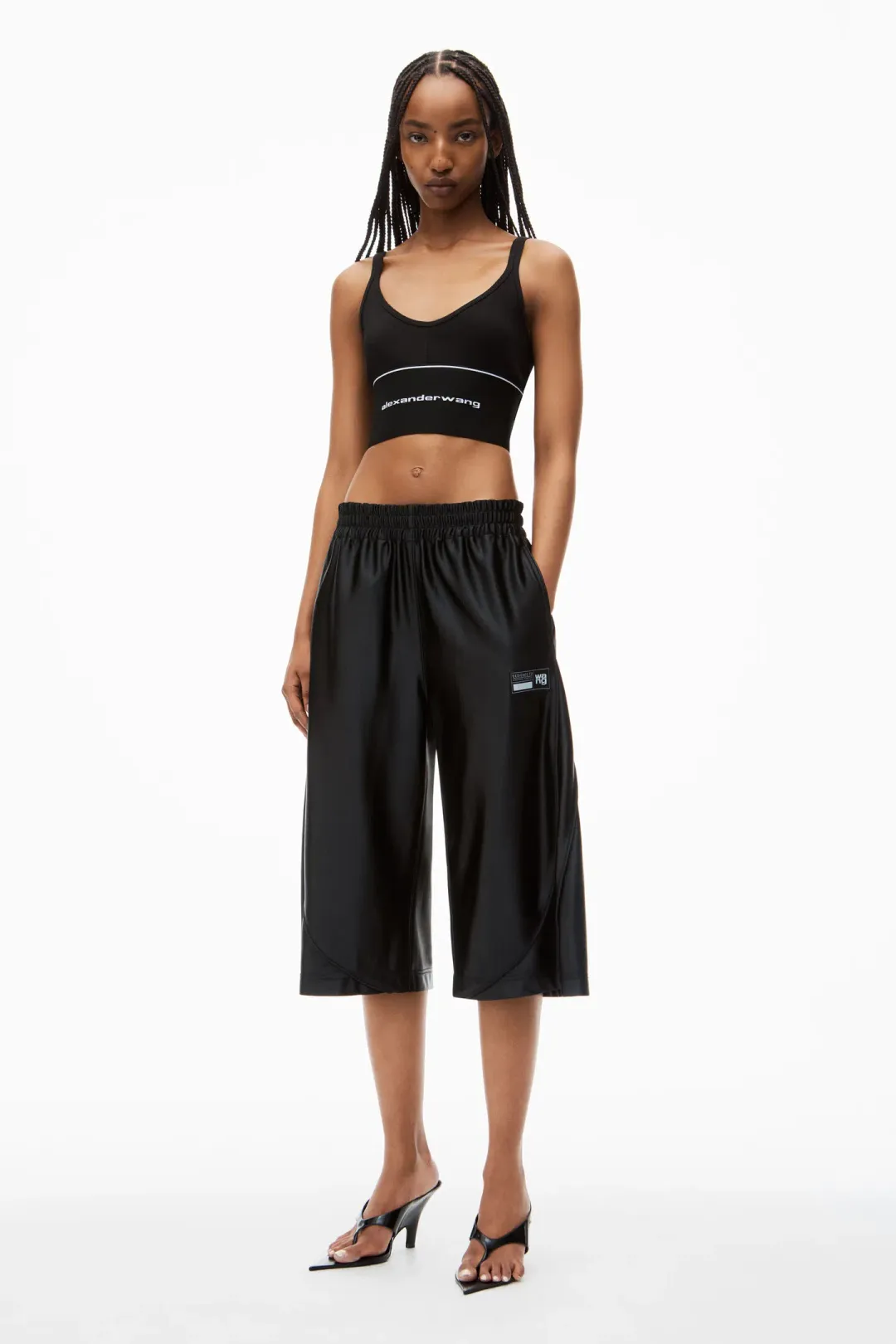 Alexander Wang Logo Elastic Bra in Black Ribbed Jersey Size S / AU