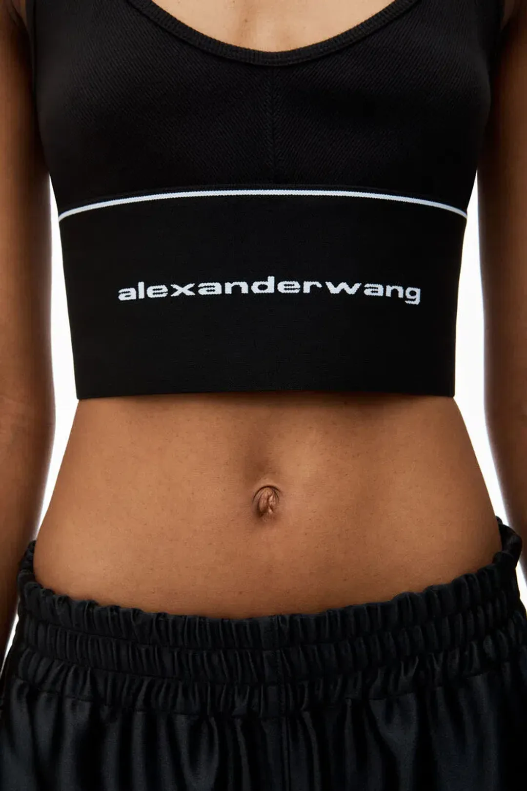 Alexander Wang Logo Elastic Bra in Black Ribbed Jersey Size S / AU
