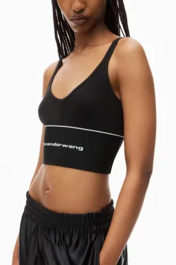 Alexander Wang Logo Elastic Bra in Black Ribbed Jersey Size S / AU 8 for rent on The Volte - image 2