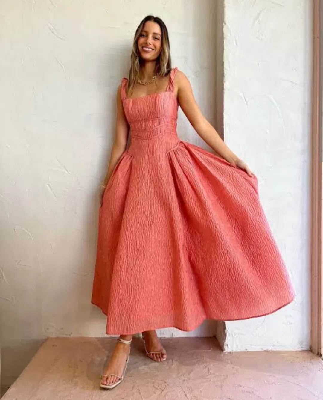 Rachel Gilbert Sophy Strap Midi Dress Pink Size 4 / AU 14 for rent on The Volte - main image