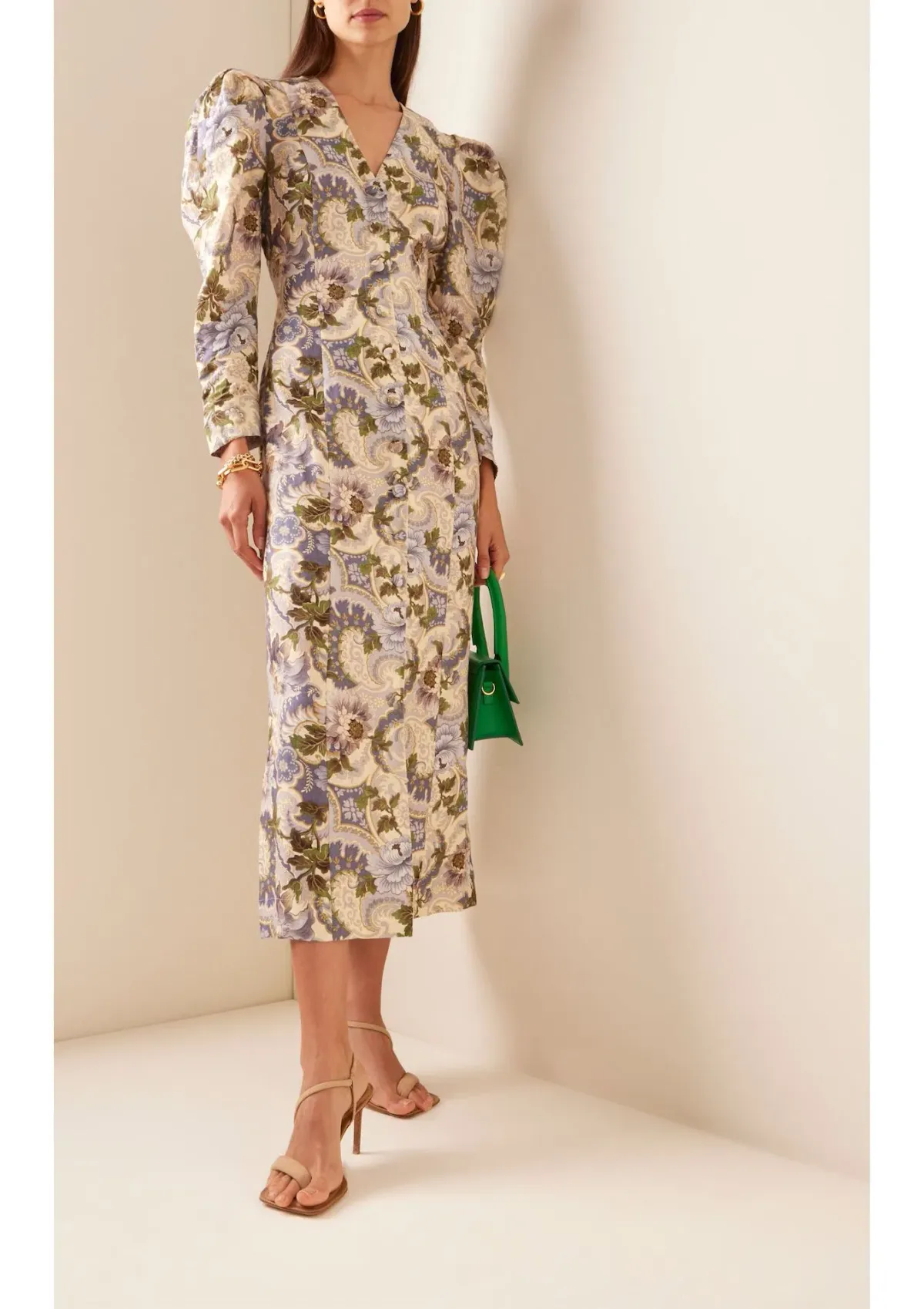 Alemais Phillipa Puff Sleeve Midi Dress Floral Size AU 6 for rent on The Volte - main image