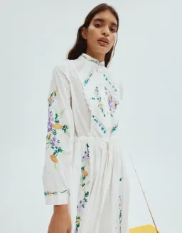 Alemais Willa Embroidered Shirt Dress White Floral Size AU 10 for rent on The Volte - image 6