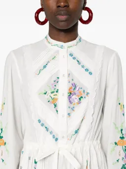 Alemais Willa Embroidered Shirt Dress White Floral Size AU 10 for rent on The Volte - image 4