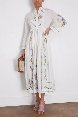 Alemais Willa Embroidered Shirt Dress White Floral Size AU 10 for rent on The Volte - image 1