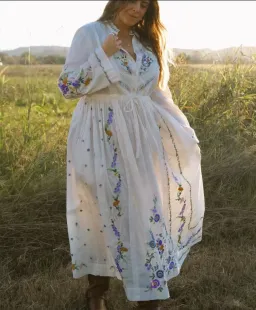 Alemais Willa Embroidered Shirt Dress White Floral Size AU 10 for rent on The Volte - image 15