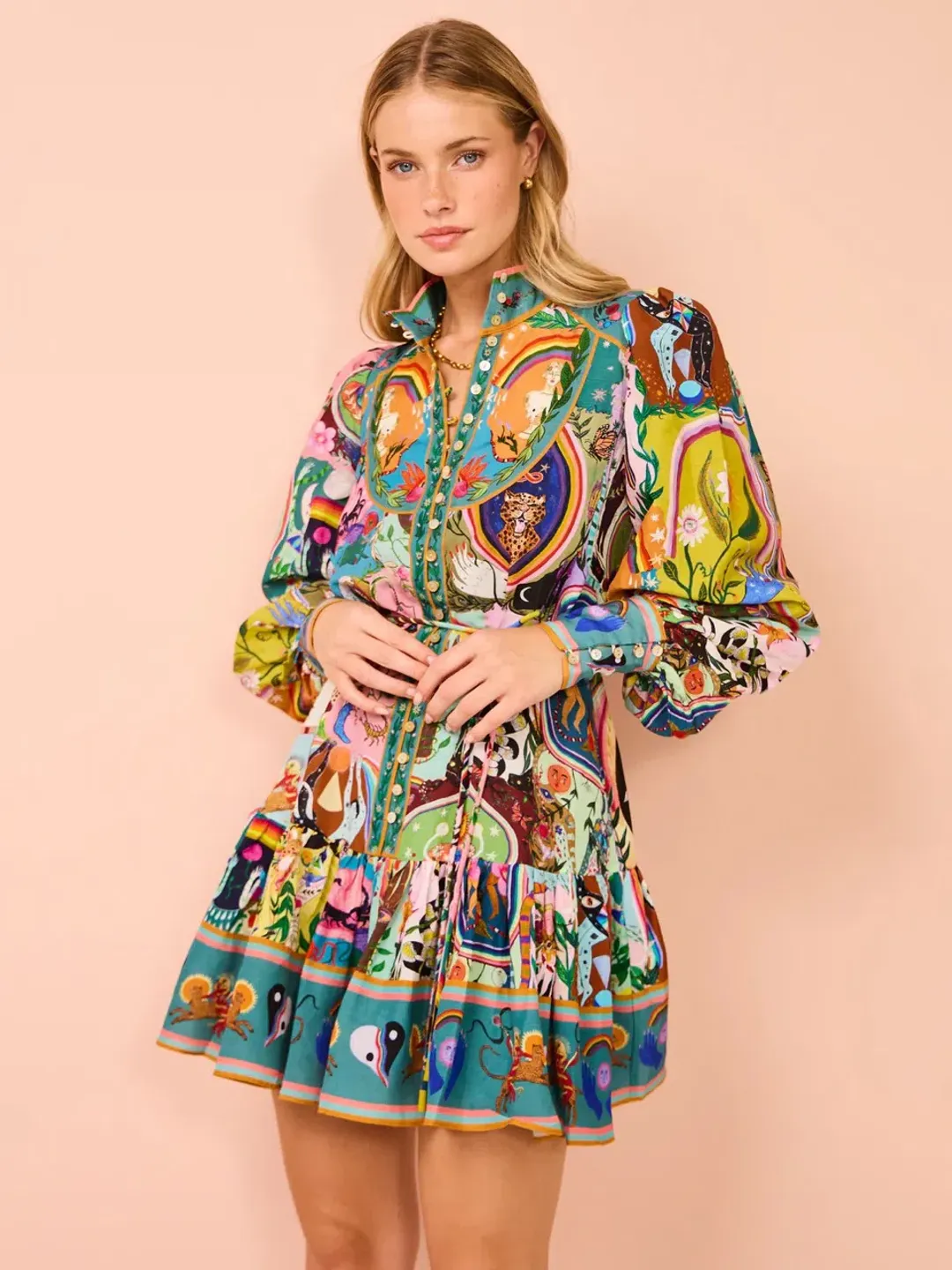Alemais Evergreen Mini Dress Multi Size AU 10 for rent on The Volte - main image