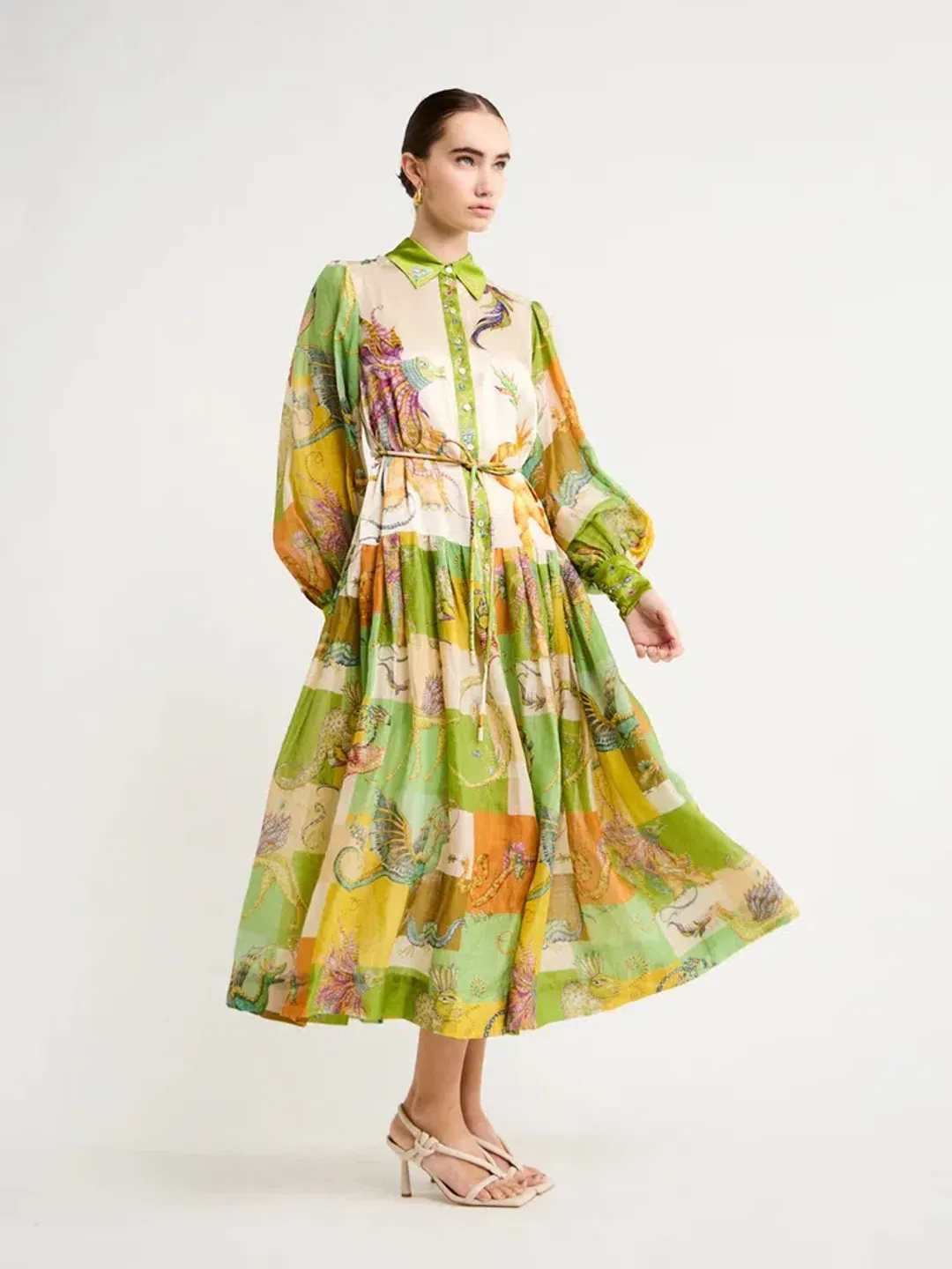 Alemais Jerome Silk Shirtdress Multi Size AU 10 for rent on The Volte - main image