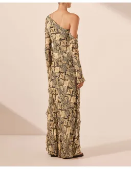 Shona Joy Hadiya Asymmetrical Long Sleeve Ruffle Maxi Dress Print Size 6 for rent on The Volte - image 4