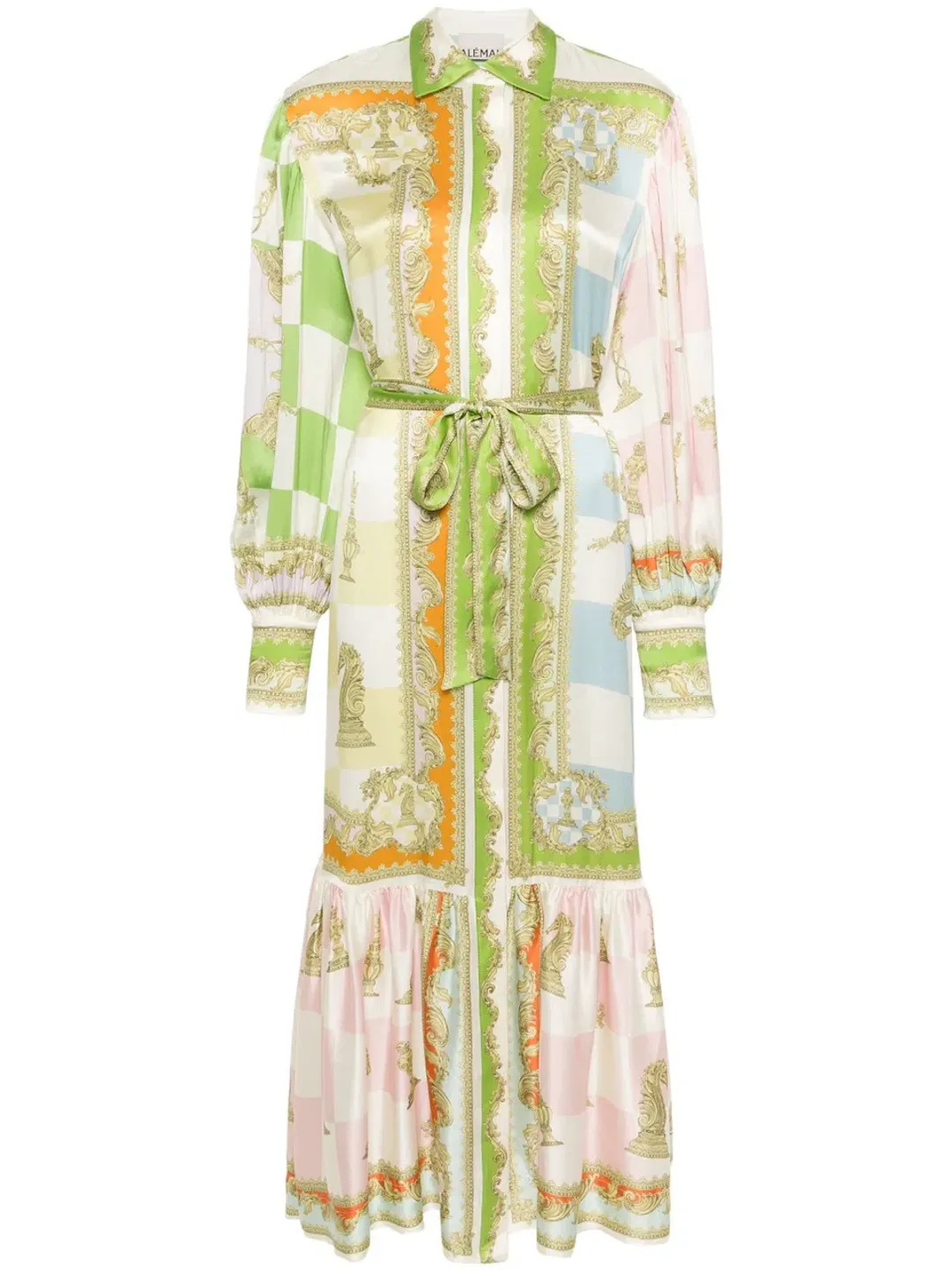 Alemais Checkmate Silk Shirtdress Multi Size AU 8 for rent on The Volte - main image