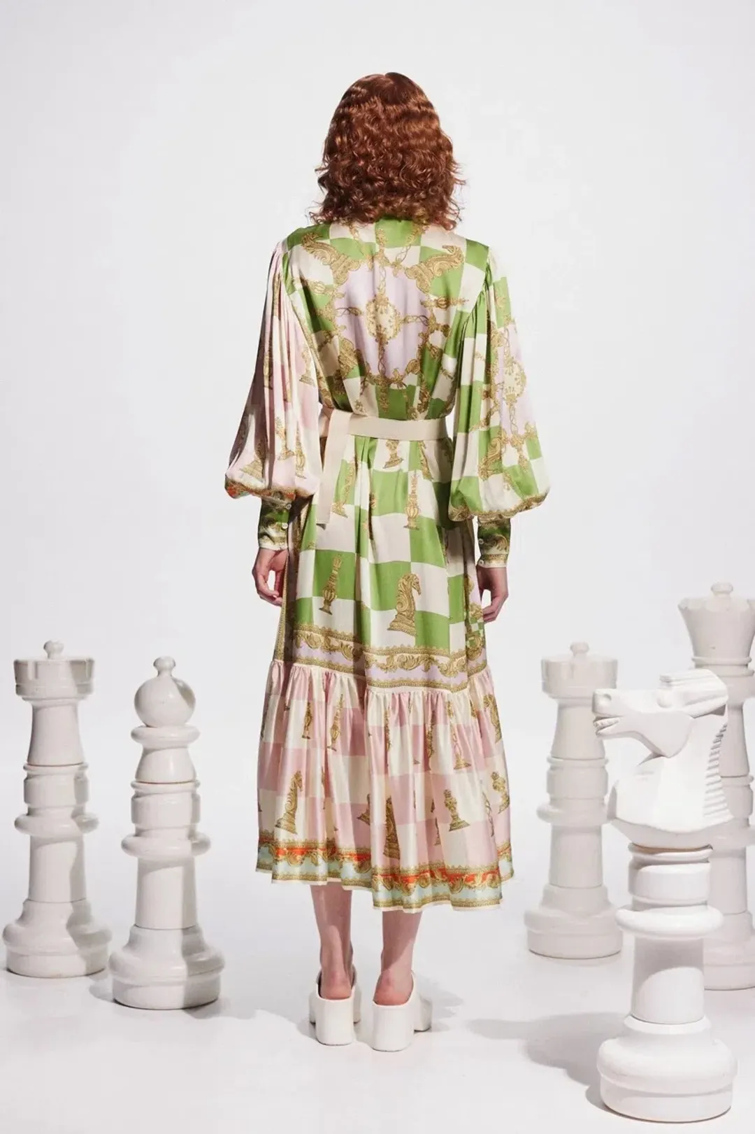 Alemais Checkmate Silk Shirtdress Multi Size AU 8 for rent on The Volte - main image