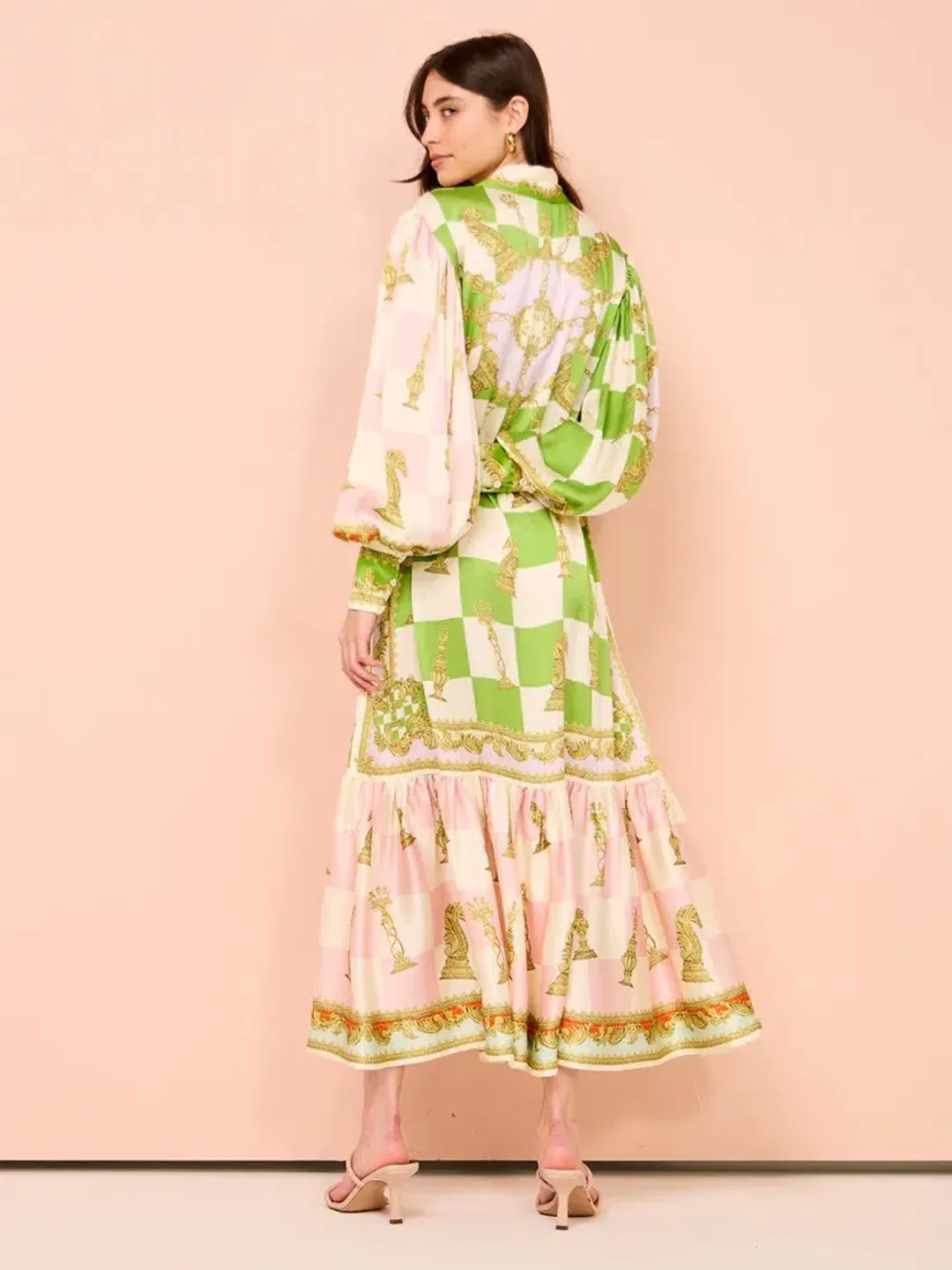 Alemais Checkmate Silk Shirtdress Multi Size AU 8 for rent on The Volte - main image