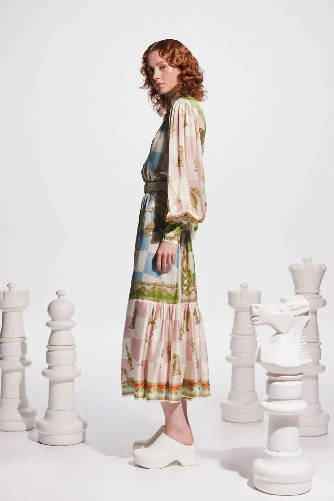 Alemais Checkmate Silk Shirtdress Multi Size AU 8 for rent on The Volte - main image