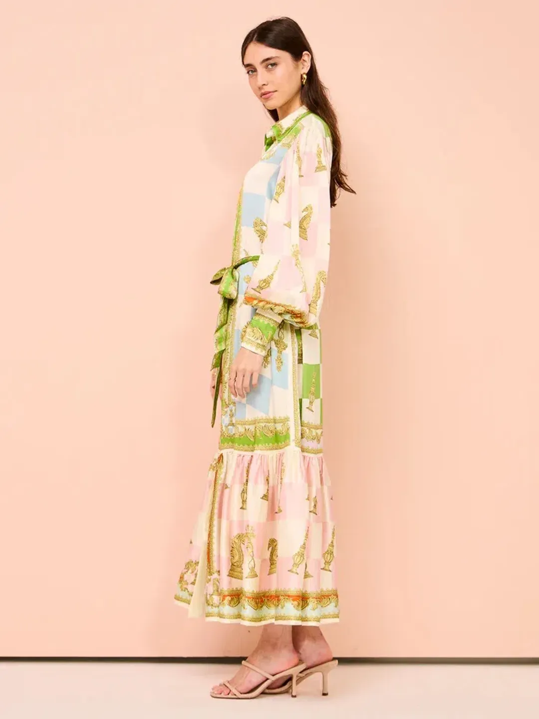 Alemais Checkmate Silk Shirtdress Multi Size AU 8 for rent on The Volte - main image