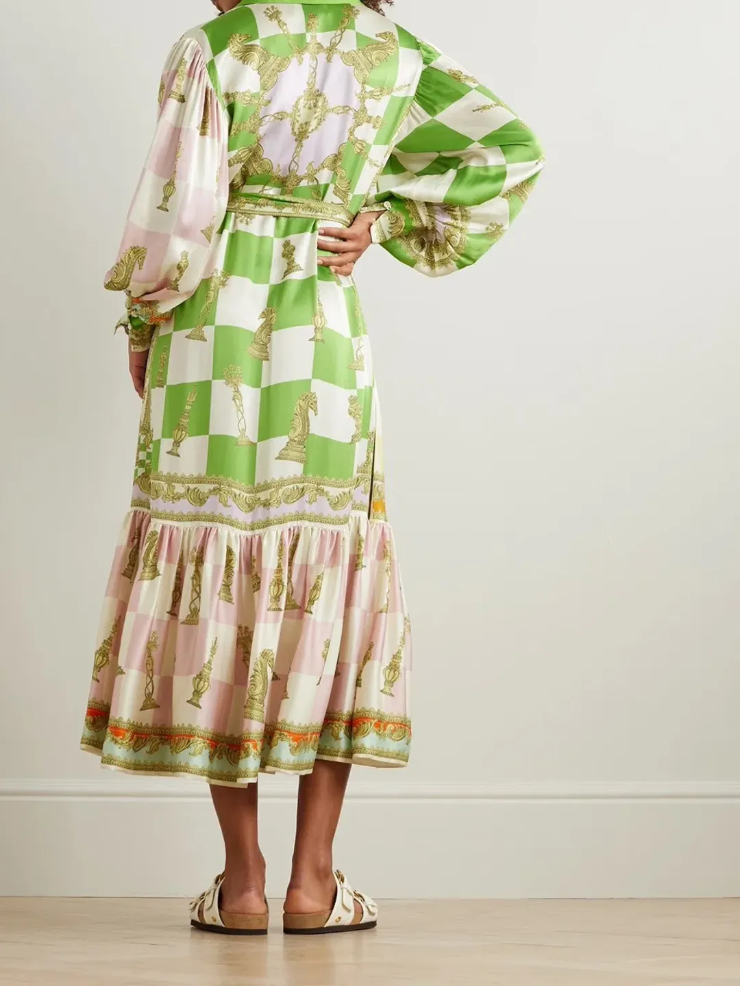 Alemais Checkmate Silk Shirtdress Multi Size AU 8 for rent on The Volte - main image