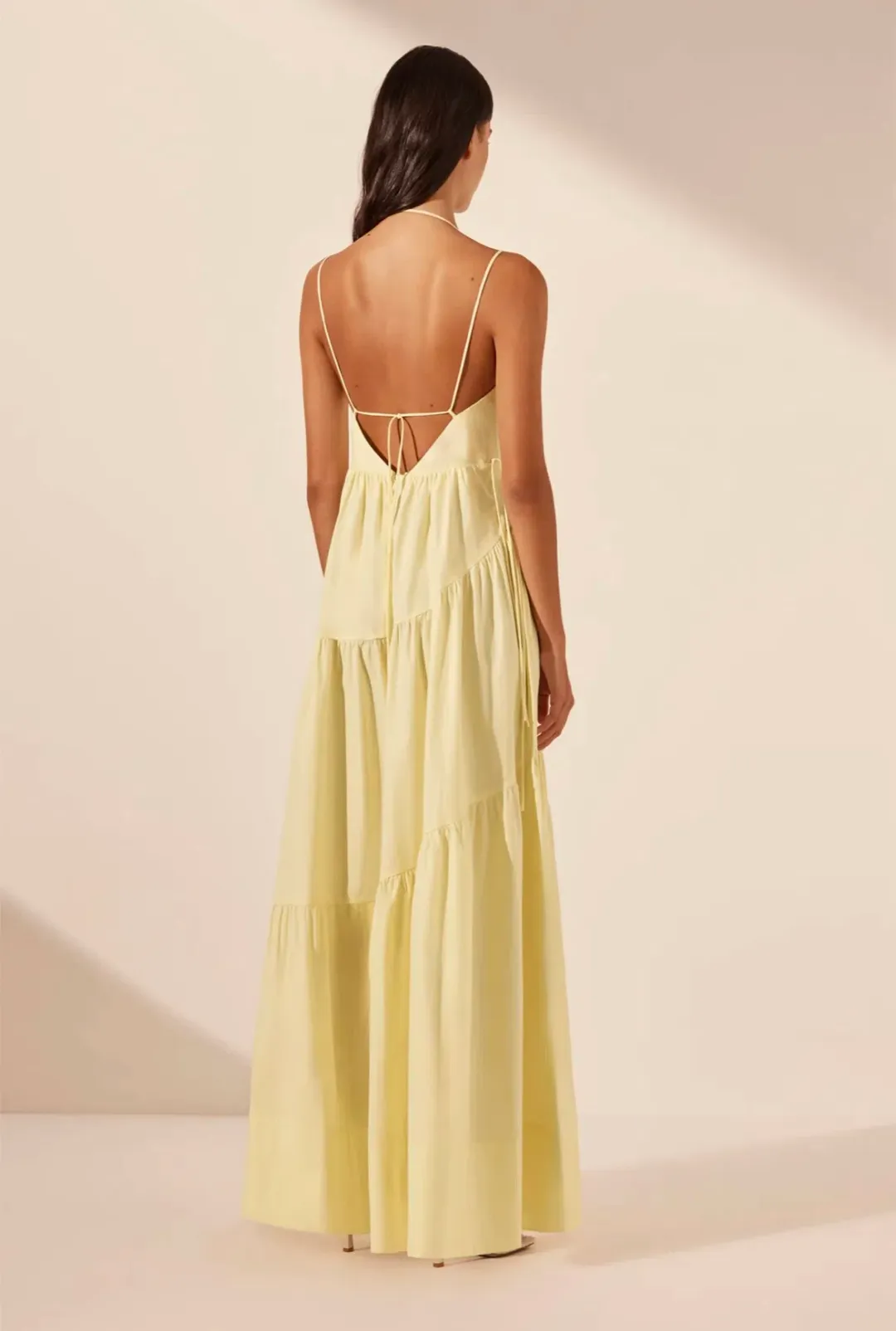 Shona Joy Maiori Tiered Maxi Dress in Lemon Size 8 for rent on The Volte - main image