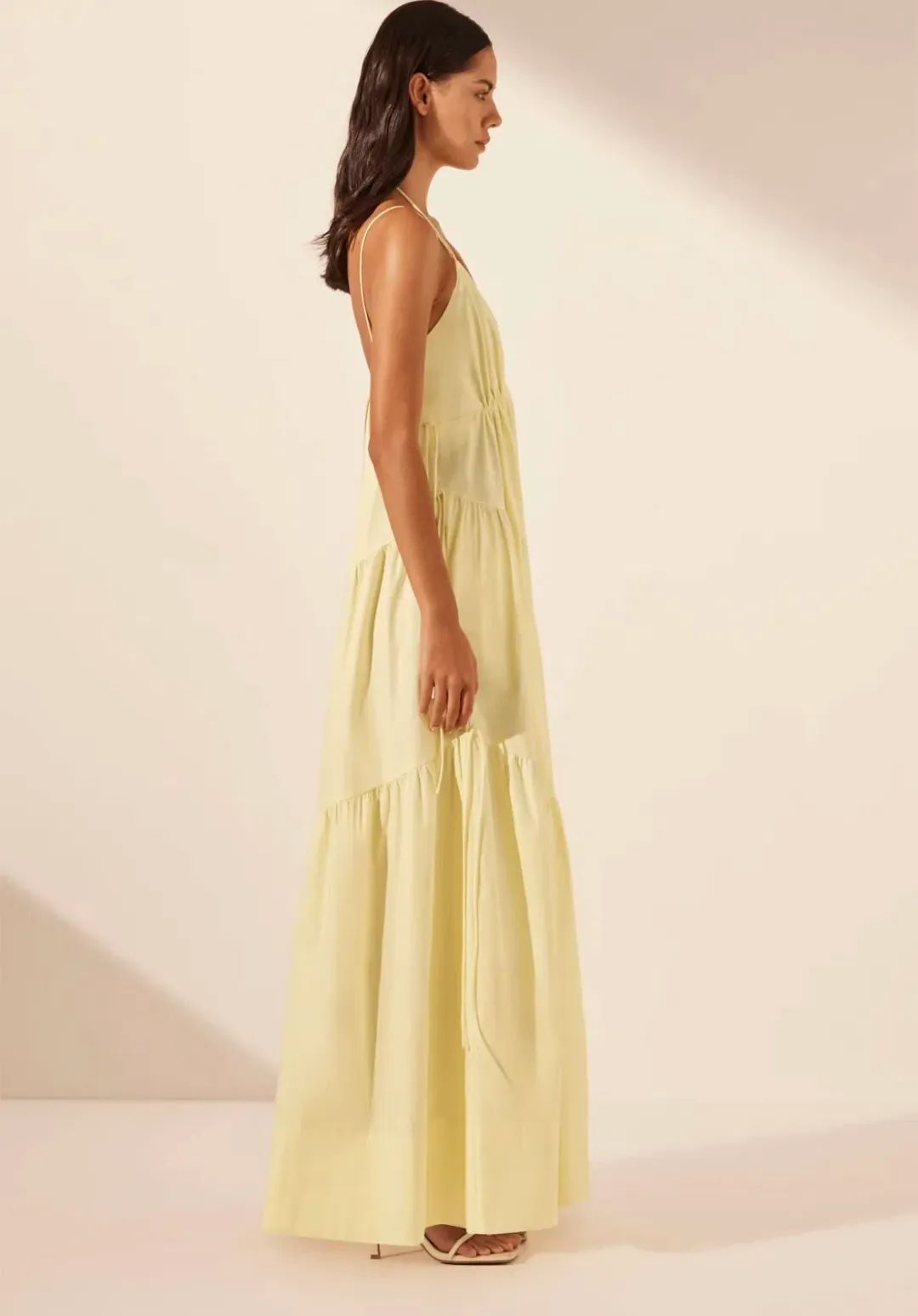 Shona Joy Maiori Tiered Maxi Dress in Lemon Size 8 for rent on The Volte - main image