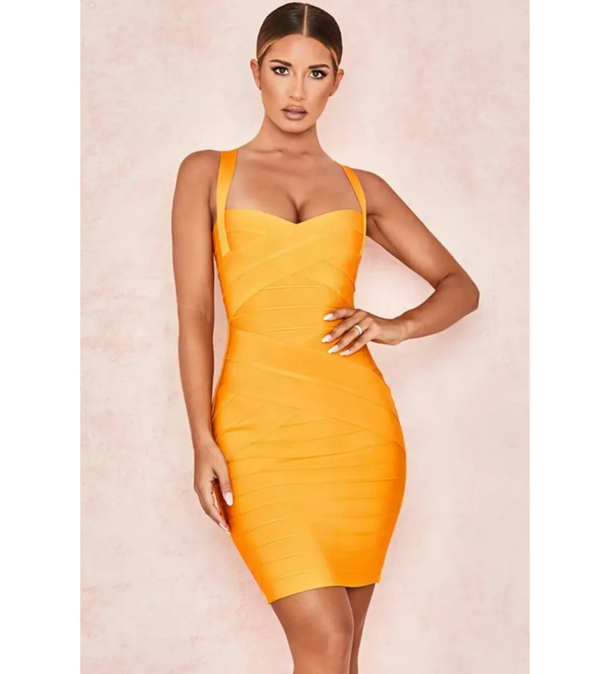 House of CB Bandage Dress Orange Size 10 for rent on The Volte - main image