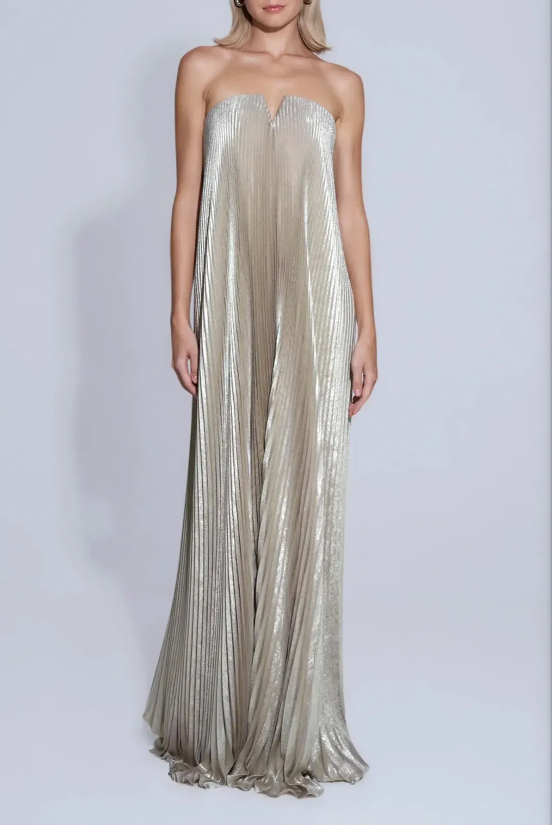 Lidee Black Tie Gown in Gold Shimmer Size 8 for rent on The Volte - main image