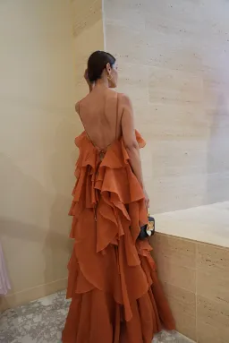 Aje  Pandorea Layered Maxi Dress Coral Clay Size 6  for rent on The Volte - image 3