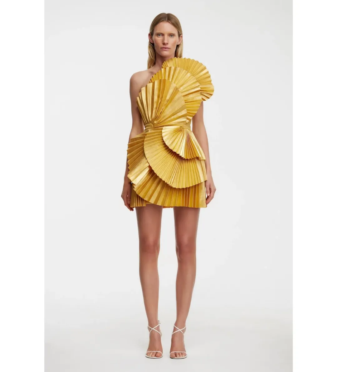 Acler Abbotsford Mini Dress Honey Gold Metallic Size 8 for rent on The Volte - main image