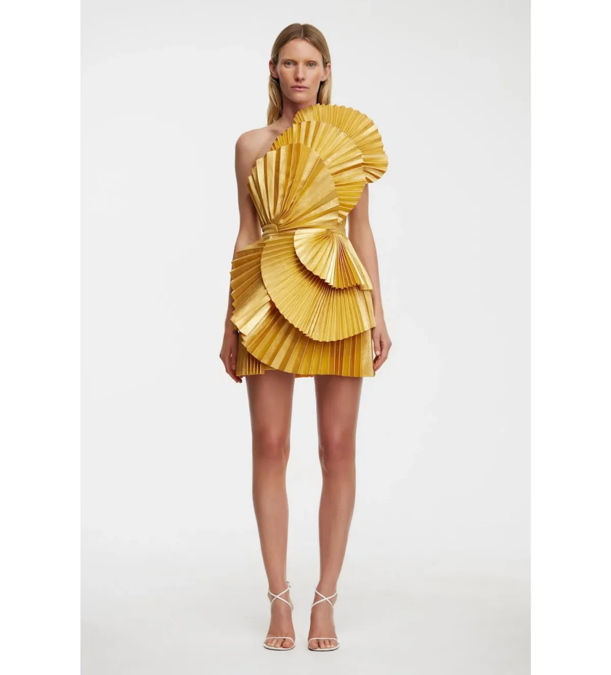 Acler Abbotsford Mini Dress Honey Gold Metallic Size 8 for rent on The Volte - main image