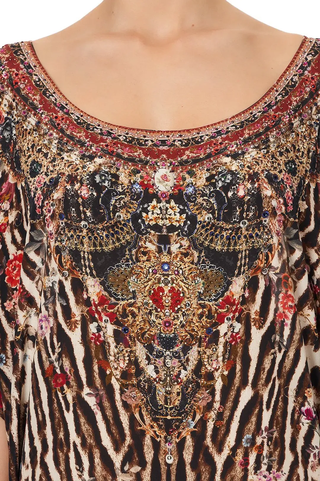 Camilla Liv A Little Silk Round Neck Kaftan Print One Size  for rent on The Volte - main image