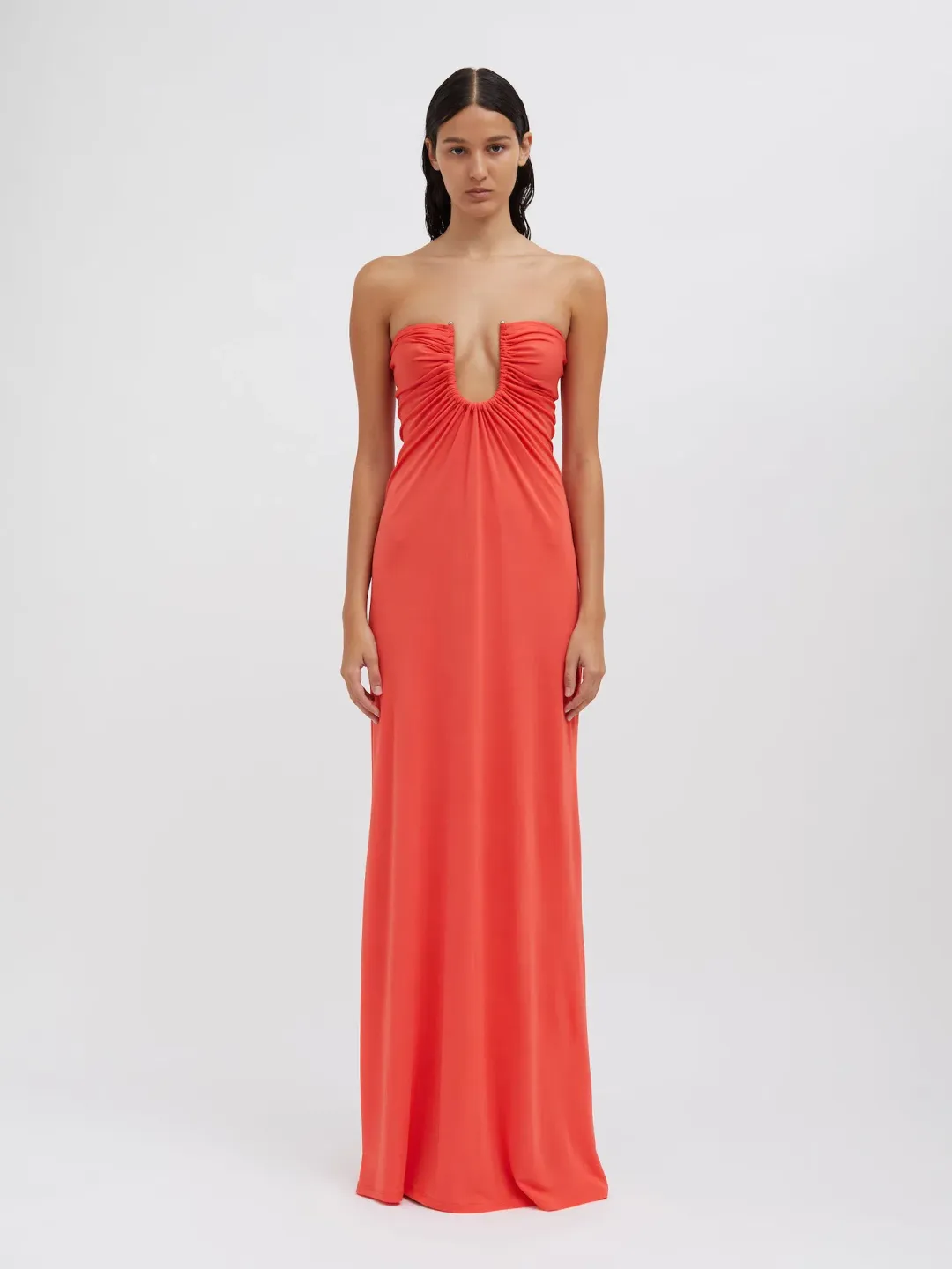 Christopher Esber Arced Palm Dress Grapefruit Size 10  for rent on The Volte - main image