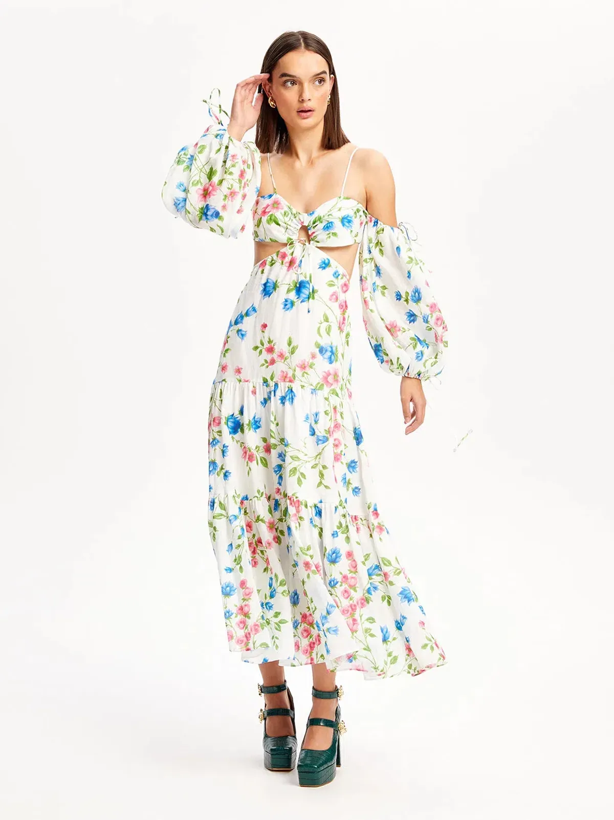 Alice McCall Rolling Meadows Midi Dress Bluebell Floral Print Size 10 for rent on The Volte - main image
