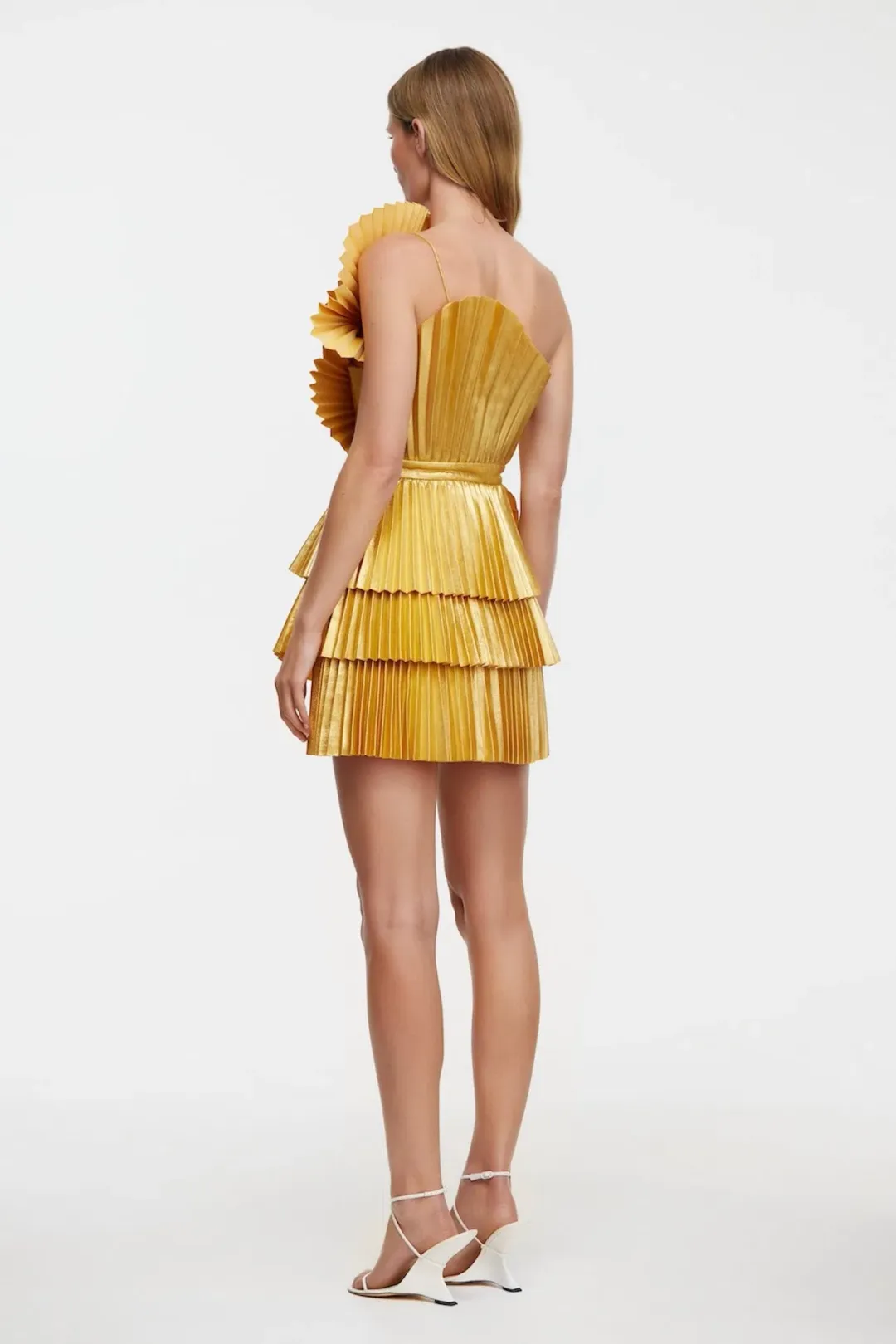Acler Abbotsford Mini Dress in Honey Gold Metallic Size 12 for rent on The Volte - main image