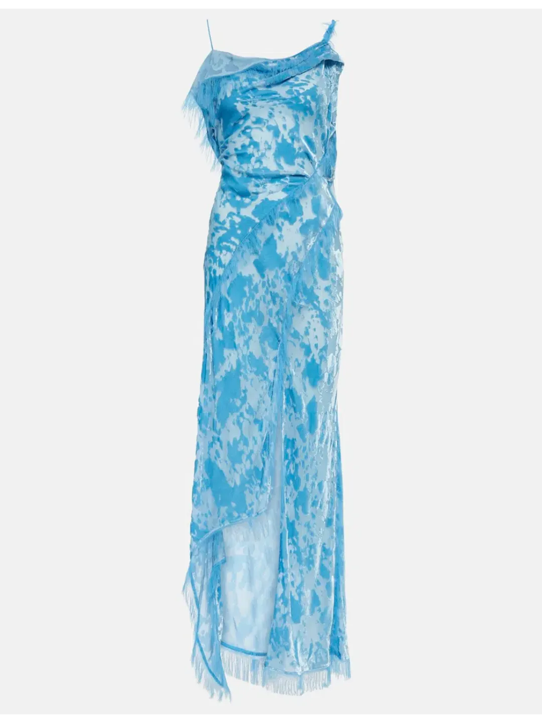 Acne Studios Women's Asymmetric Velvet Maxi Dress Neon Blue Size 34 / AU 6 for rent on The Volte - main image