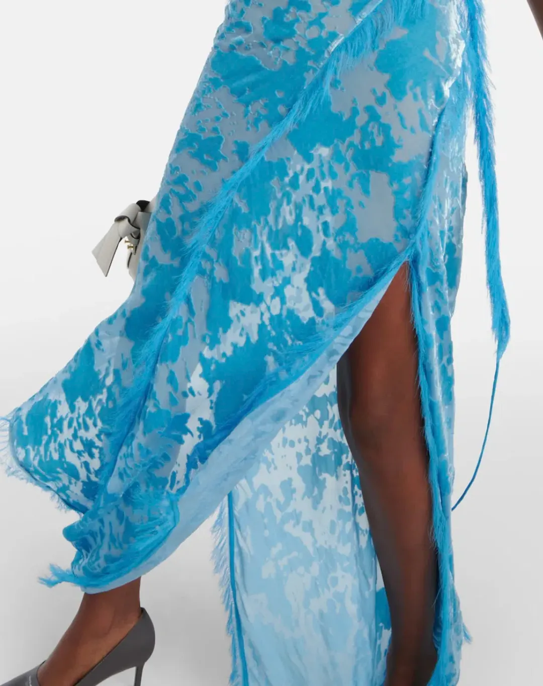 Acne Studios Women's Asymmetric Velvet Maxi Dress Neon Blue Size 34 / AU 6 for rent on The Volte - main image
