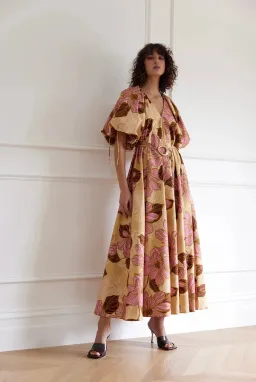 Kinney Elle Puff Sleeve Maxi Dress Rosa Floral Size XXL / AU 16 for rent on The Volte - image 1