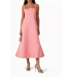 Leo Lin Odette Midi Dress in Strawberry Pink Size AU 6 for rent on The Volte - image 2