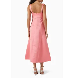 Leo Lin Odette Midi Dress in Strawberry Pink Size AU 6 for rent on The Volte - image 3