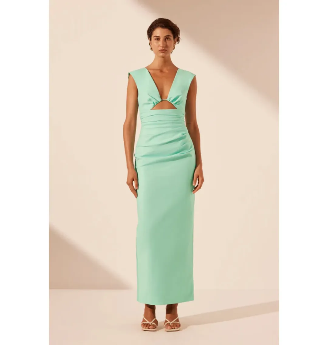 Shona Joy Lani plunged Cut Out Maxi Dress in Aqua Size AU 14  for rent on The Volte - main image