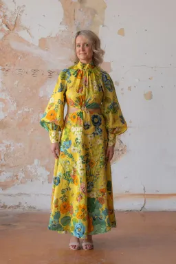 Alemais Cresida Cutout Midi Dress Print Size AU 10 for rent on The Volte - image 1