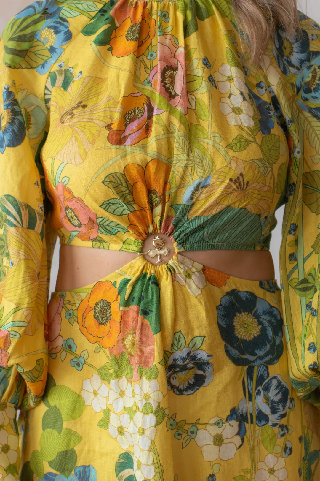 Alemais Cresida Cutout Midi Dress Print Size AU 10 for rent on The Volte - main image