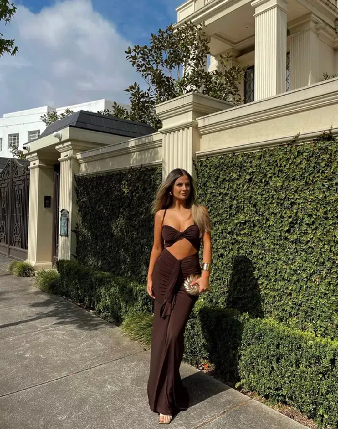 Ivona Skelo Afroditi Dress Brown Size AU 10 for rent on The Volte - main image