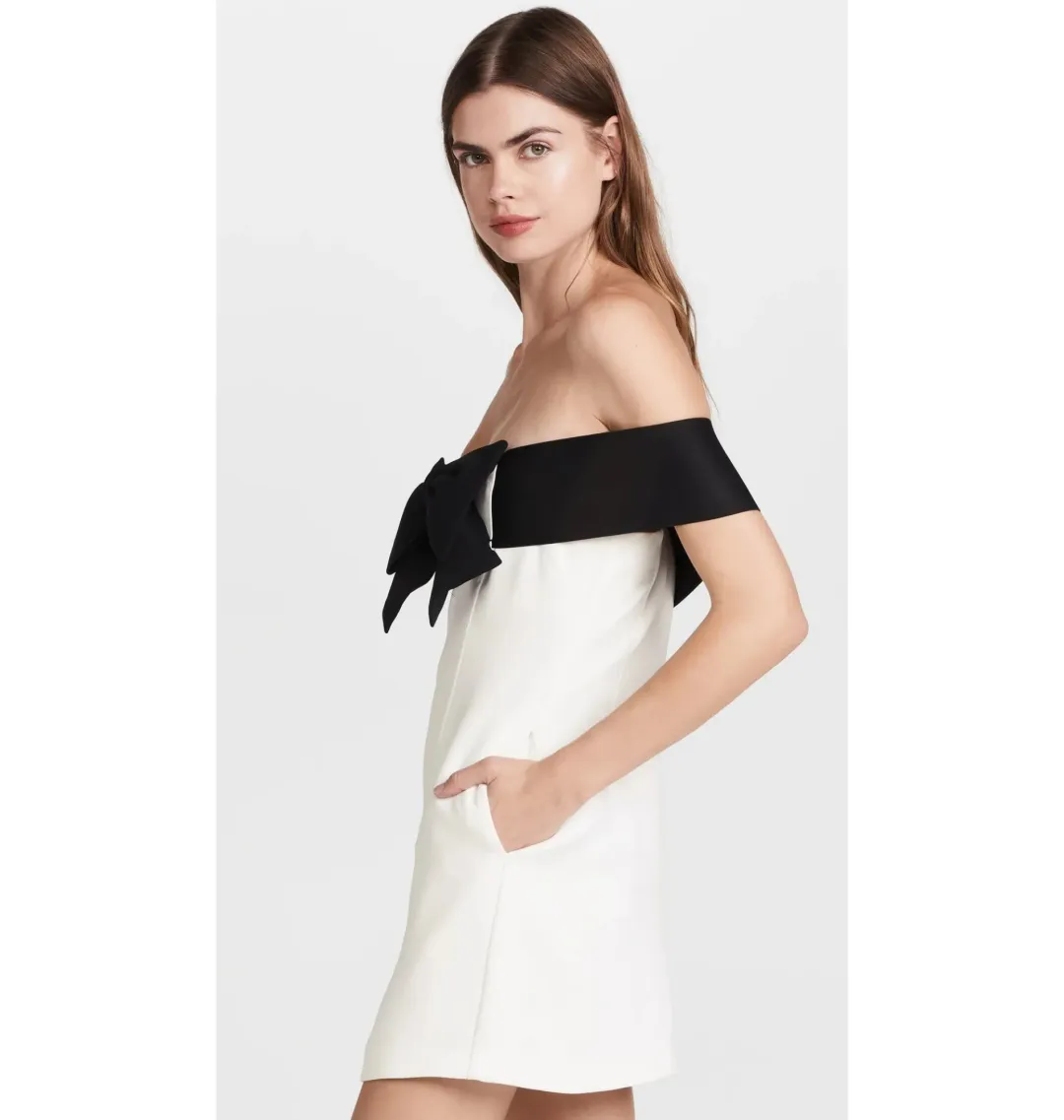 Self-Portrait Off-Shoulder Bow Mini Dress White Size AU 6 for rent on The Volte - main image