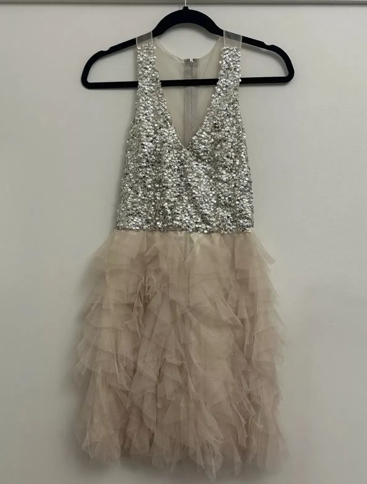 Eileen Kirby Lilly Mini Dress Nude and Silver Size AU 8  for rent on The Volte - main image