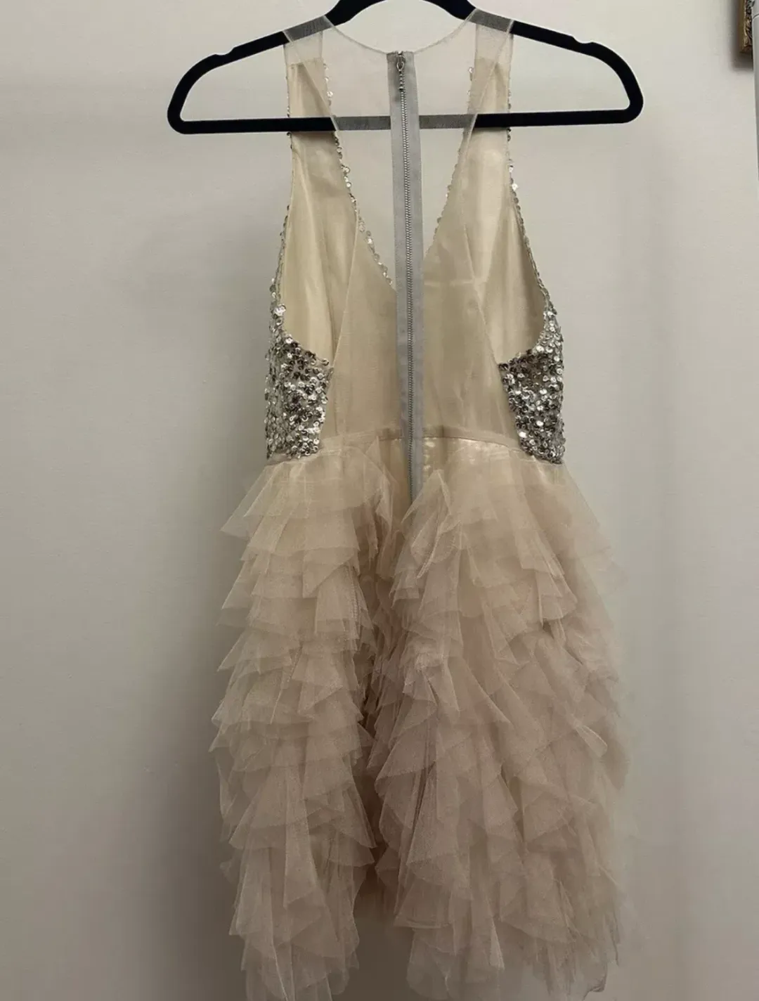 Eileen Kirby Lilly Mini Dress Nude and Silver Size AU 8  for rent on The Volte - main image