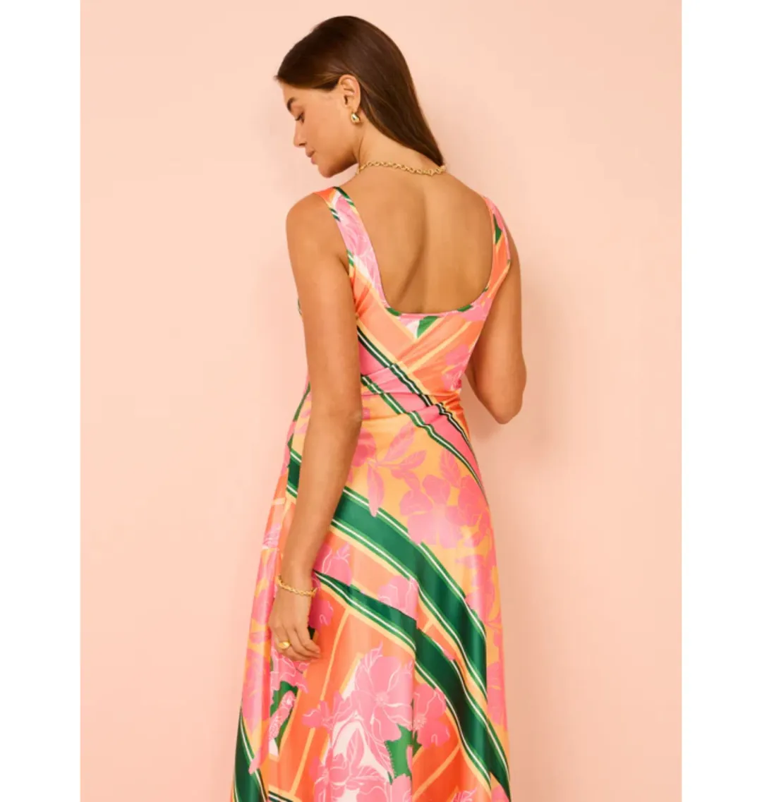 By Nicola Beneath The Stars Bias Cut Slip Dress in Rio Floral Size AU 16 for rent on The Volte - main image
