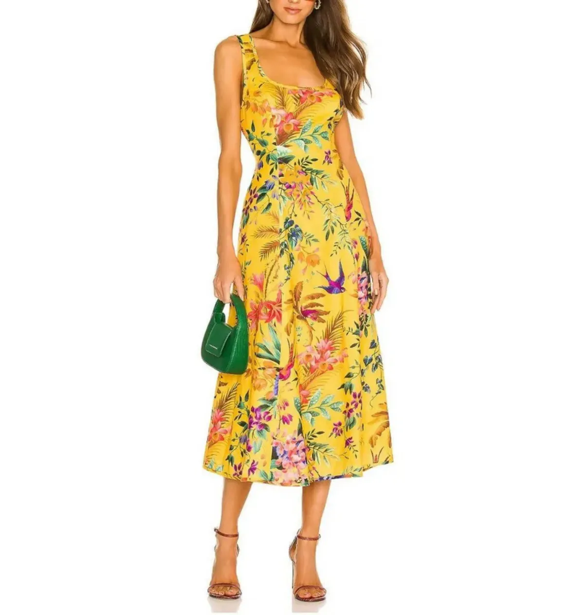 Zimmermann Tropicana Cut Out Midi Dress in Mango Floral Size 0 / AU 8 for rent on The Volte - main image